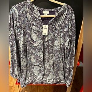 J.Jill v neck top blue purple and white